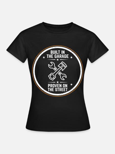 Garage Schroevendraaier-embleem gebouwd in de garage - Vrouwen T-shirt - zwart