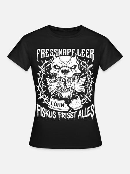 Fressnapf Leer, Fiskus Frisst Alles - Frauen T-Shirt - Schwarz