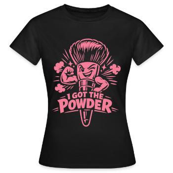 I got the Powder | Powder Brush Makeup Heroine - Women's T-Shirt - black - Front - AI Model Female 172 dark (172cm)