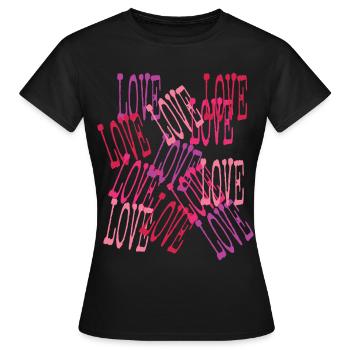 Love Cascading Romantic Lettering - Women's T-Shirt - black - Front - AI Model Female 172 dark (172cm)