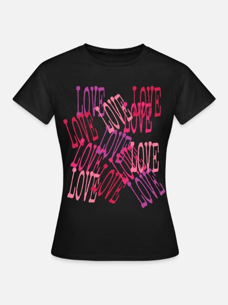 Love Cascading Romantic Lettering - Frauen T-Shirt - Schwarz