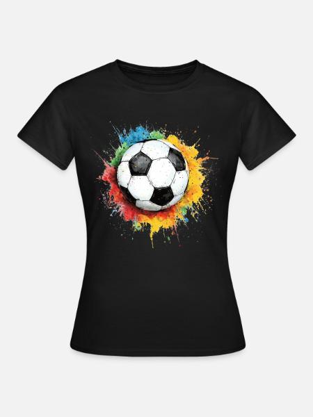 Fußball Ball Aquarell - Frauen T-Shirt - Schwarz