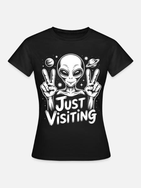 Alien Peace Visitor - Frauen T-Shirt - Schwarz