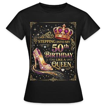 Entrer dans mes 50 ans et 50 ans - T-shirt Femme - noir - Devant - AI Model Female 172 dark (172cm)