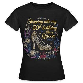 Entrer dans mes 50 ans et 50 ans - T-shirt Femme - noir - Devant - AI Model Female 172 dark (172cm)