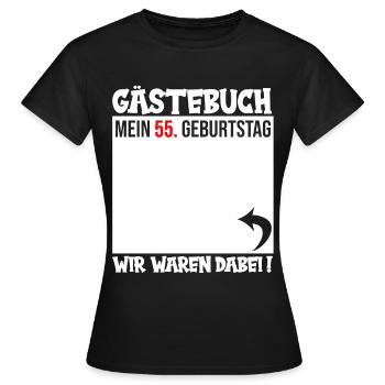 Gästebuch 55. Geburtstag – Retro-Layout - Frauen T-Shirt - Schwarz - Vorne - AI Model Female 172 dark (172cm)