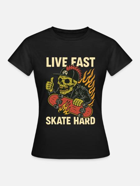 Live Quick Skate Hard Skull - Frauen T-Shirt - Schwarz