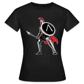 Spartiate Épée Bouclier Mascotte Spartan Legend - T-shirt Femme - noir - Devant - AI Model Female 172 dark (172cm)