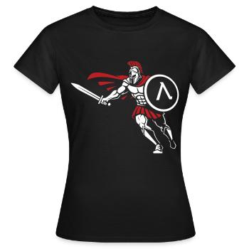 Spartiate Attaque Épée Bouclier Mascotte Spartan - T-shirt Femme - noir - Devant - AI Model Female 172 dark (172cm)