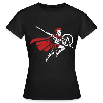 Spartiate Saut de Lance Mascotte Spartan Strike - T-shirt Femme - noir - Devant - AI Model Female 172 dark (172cm)