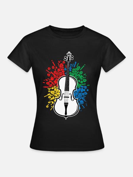 Cello Abstrakte Farbexplosion - Frauen T-Shirt - Schwarz