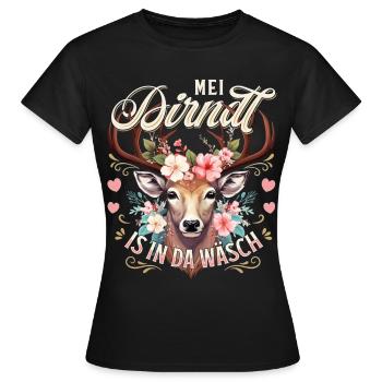 Costume traditionnel de remplacement Camise Dirndl Chemise traditionnelle féminine - T-shirt Femme - noir - Devant - AI Model Female 172 dark (172cm)