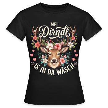 Trachtenshirt Damen Dirndl Shirt Trachten Oberteil - Frauen T-Shirt - Schwarz - Vorne - AI Model Female 172 dark (172cm)