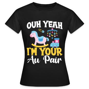 Baby-sitter Travailleuse au pair d’appréciation familiale - T-shirt Femme - noir - Devant - AI Model Female 172 dark (172cm)