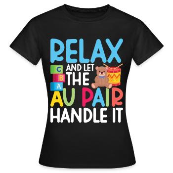 Nounou d’appréciation de la baby-sitter Au Pair - T-shirt Femme - noir - Devant - AI Model Female 172 dark (172cm)