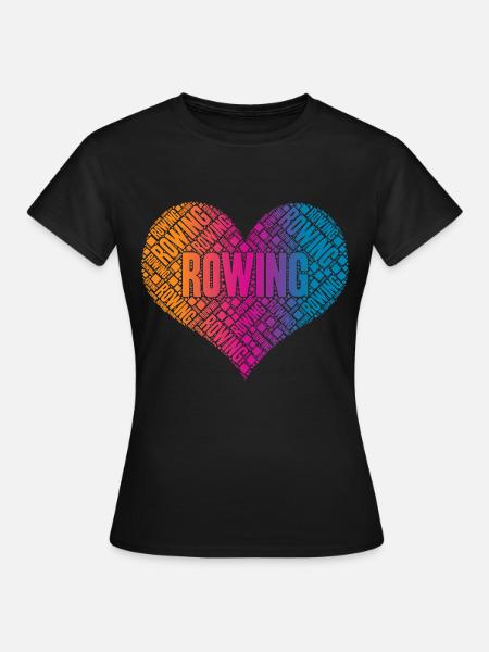 Rowing Rudern Herz - Frauen T-Shirt - Schwarz