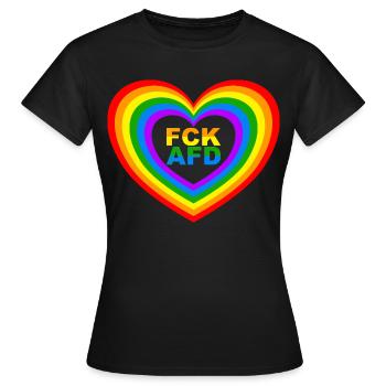 FCK AFD Herz - T-shirt Femme - noir - Devant - AI Model Female 172 dark (172cm)