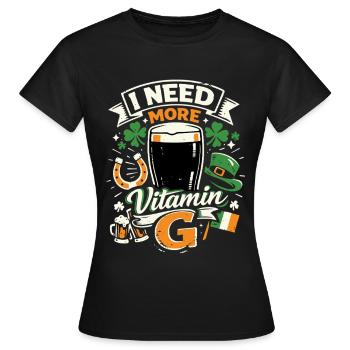 J’ai besoin de plus de vitamine G | Bière Stout | Saint Patrick - T-shirt Femme - noir - Devant - AI Model Female 172 dark (172cm)