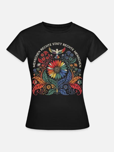 Menschenrechte statt Rechte Menschen Statement - Frauen T-Shirt - Schwarz