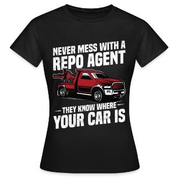 Inkasso-Agent Polizeifreunde Autobergung - Frauen T-Shirt - Schwarz - Vorne - AI Model Female 172 dark (172cm)