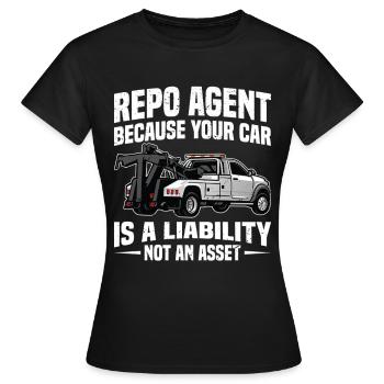 Repoman Asset Recovery Agent Auto-Rückgewinnung - Frauen T-Shirt - Schwarz - Vorne - AI Model Female 172 dark (172cm)