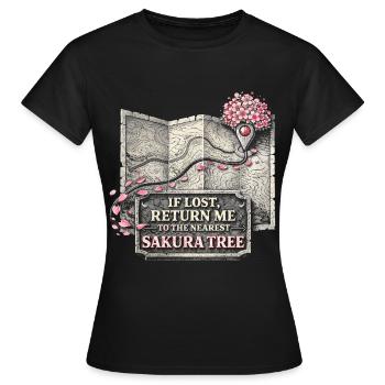 Cherry Blossom Sakura Cherry Blossom - Women's T-Shirt - black - Front - AI Model Female 172 dark (172cm)