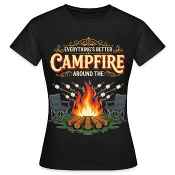 Campfire Marshmallow Everything Better Camping - T-shirt Femme - noir - Devant - AI Model Female 172 dark (172cm)