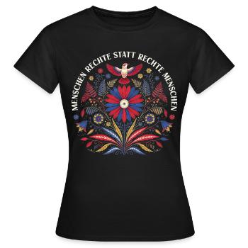 Menschenrechte statt rechte Menschen Shirt Hoddie - Frauen T-Shirt - Schwarz - Vorne - AI Model Female 172 dark (172cm)