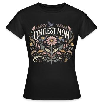 Coolest Mom Floral Vintage Gift Mom Floral - Women's T-Shirt - black - Front - AI Model Female 172 dark (172cm)