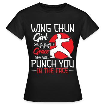 Wing Chun Sifu Kung-Fu-Ausbilder Wing Chun - Frauen T-Shirt - Schwarz - Vorne - AI Model Female 172 dark (172cm)