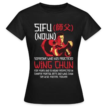 Wing d’entraînement des mannequins en bois de Wing Chun - T-shirt Femme - noir - Devant - AI Model Female 172 dark (172cm)