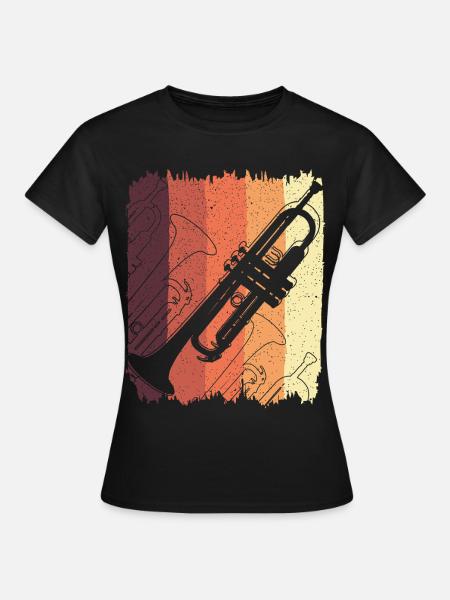Trompetengraffiti auf Sunset Stripes - Frauen T-Shirt - Schwarz