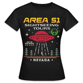 Visites touristiques de la zone 51 - T-shirt Femme - noir - Devant - AI Model Female 172 dark (172cm)