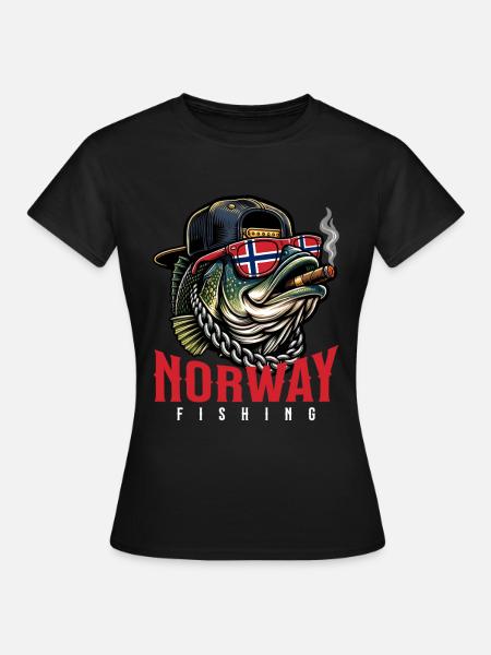 Norwegen Angeln Fischen Angeltour - Frauen T-Shirt - Schwarz