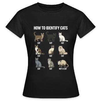 Motif de reconnaissance des espèces félines - T-shirt Femme - noir - Devant - AI Model Female 172 dark (172cm)