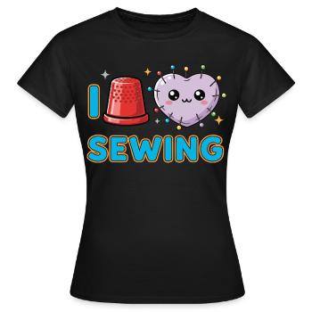 I Love Sewing Nähen - Frauen T-Shirt - Schwarz - Vorne - AI Model Female 172 dark (172cm)
