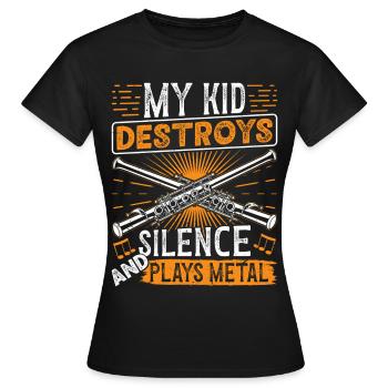Piccolo spielt Metallinstrument-Orchester - Frauen T-Shirt - Schwarz - Vorne - AI Model Female 172 dark (172cm)