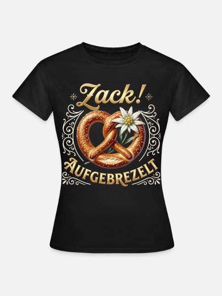 Trachten T-Shirt Damen Dirndl Ersatz Trachtenshirt - Frauen T-Shirt - Schwarz