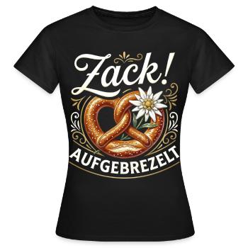 Mei Dirndl is in da Wäsch Trachtenshirt Damen - Frauen T-Shirt - Schwarz - Vorne - AI Model Female 172 dark (172cm)