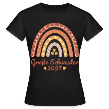 Große Schwester 2027 Boho Regenbogen  - Frauen T-Shirt - Schwarz - Vorne - AI Model Female 172 dark (172cm)