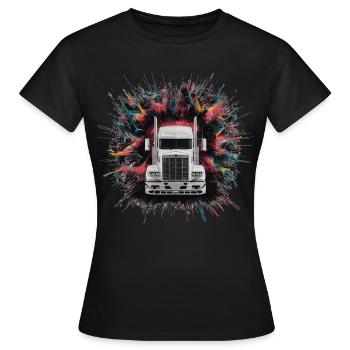Druck von Fracht-Sattelanhänger - Frauen T-Shirt - Schwarz - Vorne - AI Model Female 172 dark (172cm)