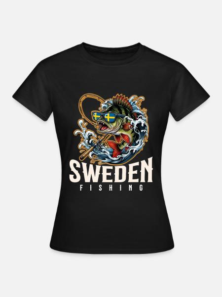 Schweden Angeln - Frauen T-Shirt - Schwarz