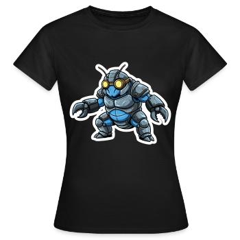 Guerrier_Bionique_Steampunk_Armure_Acier_Bleu - Frauen T-Shirt - Schwarz - Vorne - AI Model Female 172 dark (172cm)