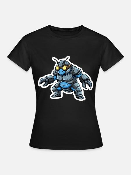 Guerrier_Bionique_Steampunk_Armure_Acier_Bleu - Frauen T-Shirt - Schwarz
