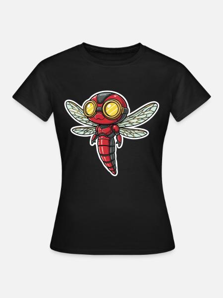 Dragonfly Steampunk Scout Rot und Gold - Frauen T-Shirt - Schwarz