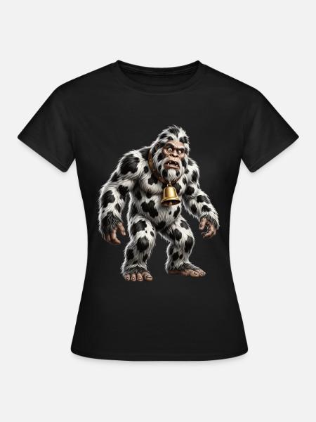 Lustiges gemischtes Bigfoot-Kuh-Muster - Frauen T-Shirt - Schwarz