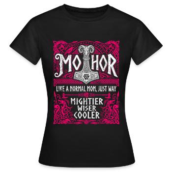Mothor Wikinger Mutter Thor Hammer Spruch - Frauen T-Shirt - Schwarz - Vorne - AI Model Female 172 dark (172cm)