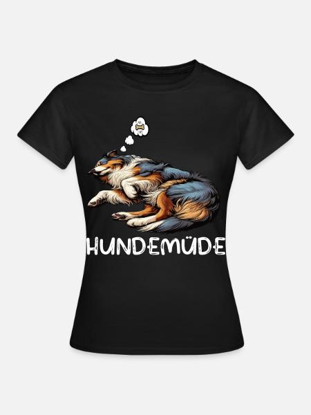 Hundemüde Australian Shepherd Aussie Aussiehalter - Frauen T-Shirt - Schwarz