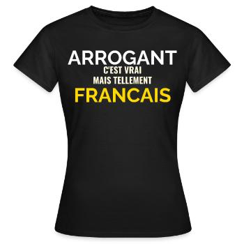 Tellement Français Humour Patriote - T-shirt Femme - noir - Devant - AI Model Female 172 dark (172cm)
