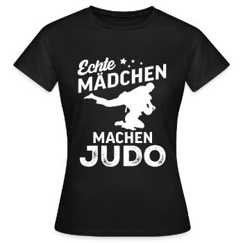echte maedchen machen judo  - Frauen T-Shirt - Schwarz - Vorne - AI Model Female 172 dark (172cm)